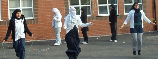 Girls skipping